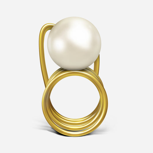 Dieser Ring, gefertigt aus elegantem Aluminiumdraht und gekrönt von einer imposanten Perle, verleiht jedem Moment einen Hauch von Romantik. Wählbar in Gold, Silber oder Schwarz, passt er sich individuell Ihrem Stil an. Ein zeitloses Schmuckstück mit einer Perle von 2,5 Cm Durchmesser.